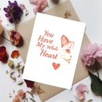 Cat lover greeting card Australia romantic sketch design