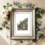 Close up of vibrant stained-glass style brushstrokes on Melbourne city canvas print.