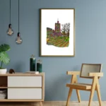 Detailed view of the clock tower from the melbourne uni wall art