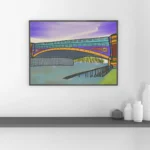 Close-up texture shot of the premium canvas and archival ink details on the Yarra River Bridge Melbourne wall art print.