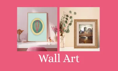 Show modern wall art of Melbourne and necklace