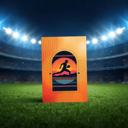 Australian footy greeting card featuring retro Aussie football player artwork
