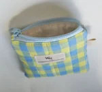 Quilted gingham fabric purse with zip closure by WishNest Store