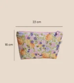 Handmade Quilted Floral Makeup Pouch – Pink Fabric Zipper Bag - Image 3