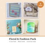 Floral & Fashion Pack – 4 greeting card pack from WishNest Store