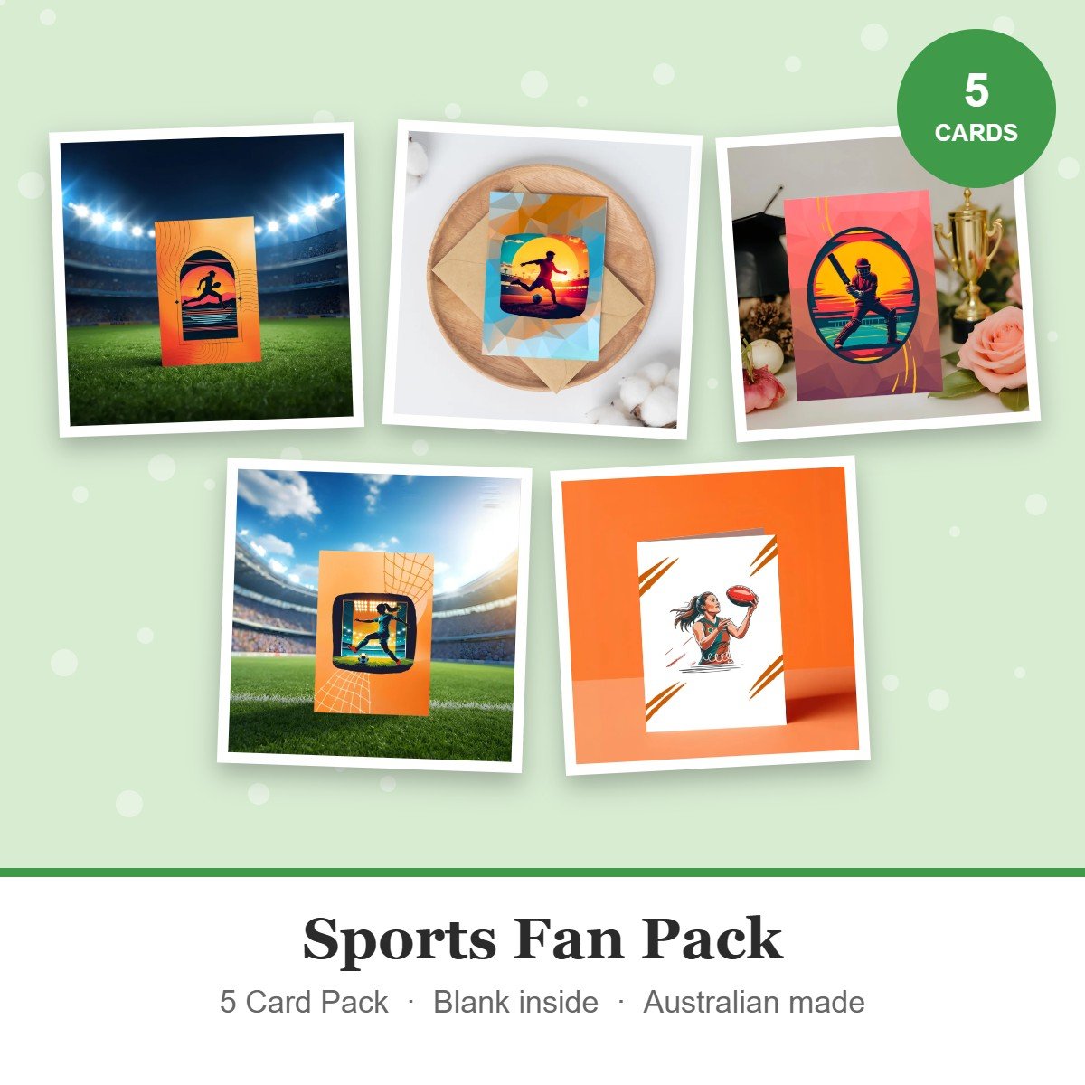 Sports Fan Pack – 5 greeting card pack from WishNest Store Sports Fan Pack – 5 greeting card pack from WishNest Store